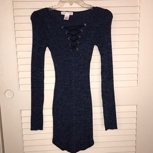 Blue Body Con Dress Long Sleeve